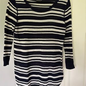 Eddie Bauer Striped Navy and White Sweater